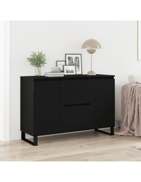 Credenza Nero Rovere 104x35x70 cm Legno Ingegnerizzato