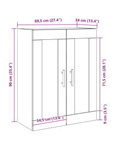Mobile a muro Rovere Nero 69,5 x 34 x 90 cm Legno multistrato