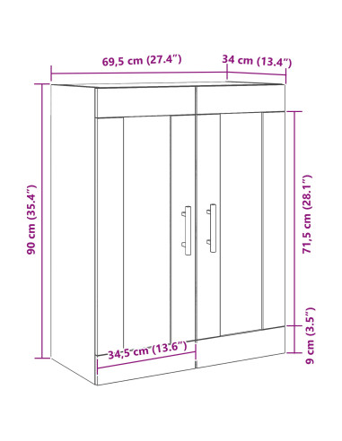 Mobile a muro Rovere Nero 69,5 x 34 x 90 cm Legno multistrato