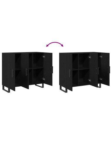 Credenza Rovere Nero 90 x 34 x 80 cm Legno multistrato