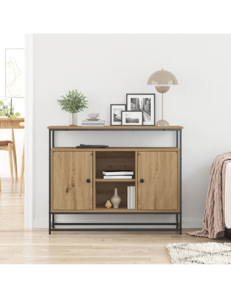Credenza Artisan Rovere 100x35x80 cm Legno ingegnerizzato e Acciaio