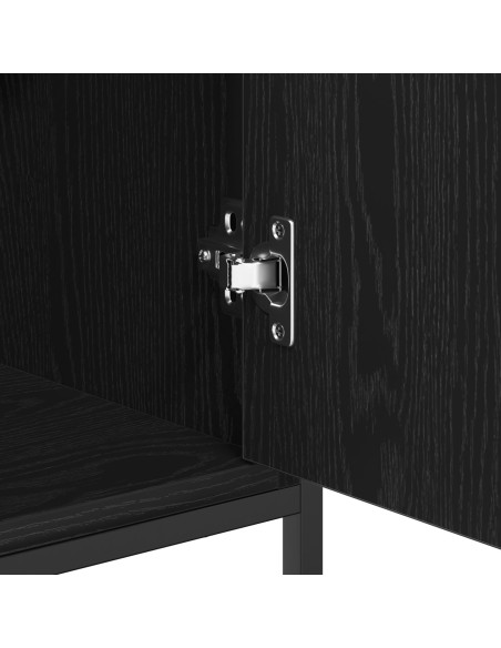 Mobile Nero Rovere 69x35x80 cm Legno ingegnerizzato e Acciaio