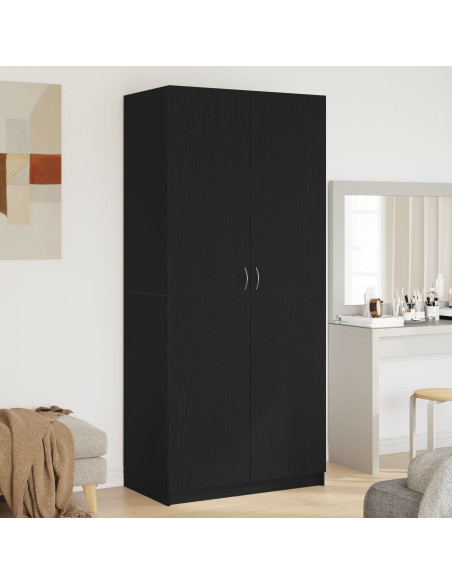 Armadio  Nero Rovere 90x52x200 cm in legno ingegnerizzato