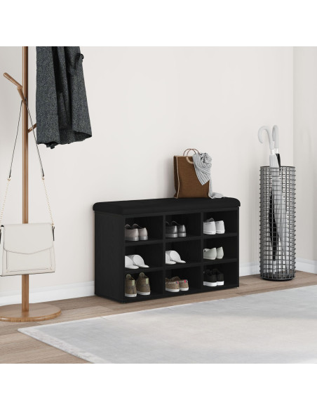 Panchina di stoccaggio  Nero Rovere 80x30x48 cm Legno ingegnerizzato