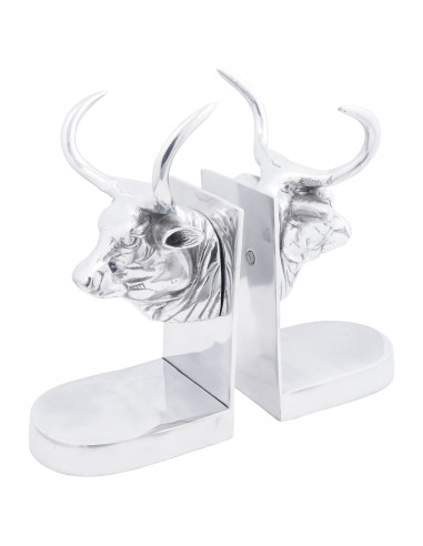 Fermalibri 2 pz Argento 17x15x27 cm Alluminio Toro