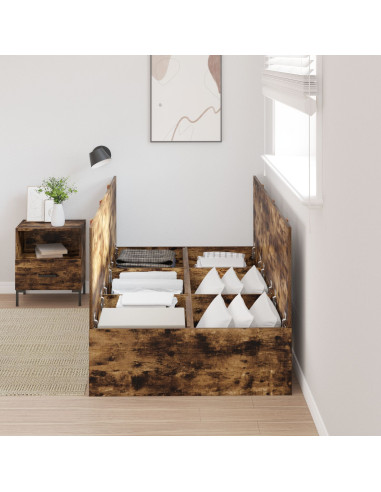 Struttura letto con contenitore Rovere fumé 90 x 200 cm