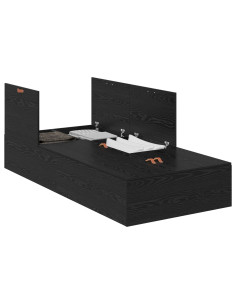 Struttura letto con contenitore Rovere Nero 100 x 200 cm