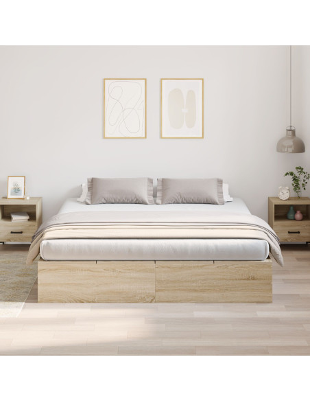 Struttura Letto con Contenitore  in Rovere Sonoma 200x200 cm