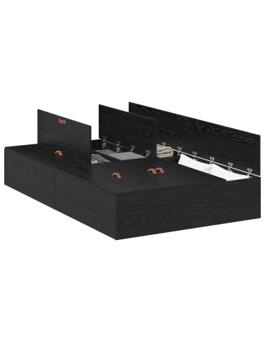 Struttura letto con contenitore Rovere Nero 120 x 200 cm