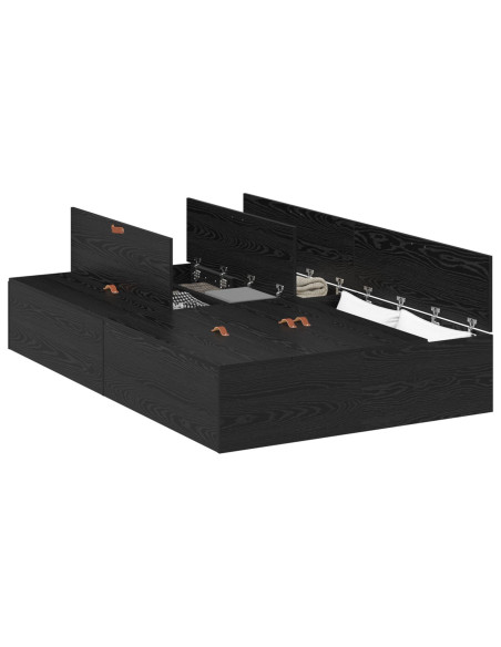 Struttura letto con contenitore Rovere Nero 120 x 200 cm