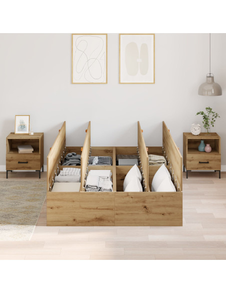 Struttura Letto con Contenitore Rovere Artigianale 120x200 cm