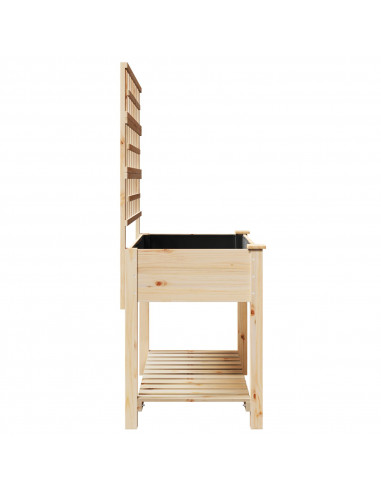 Fioriera da giardino con traliccio e ripiano 115x59x152 cm in legno massello di abete
