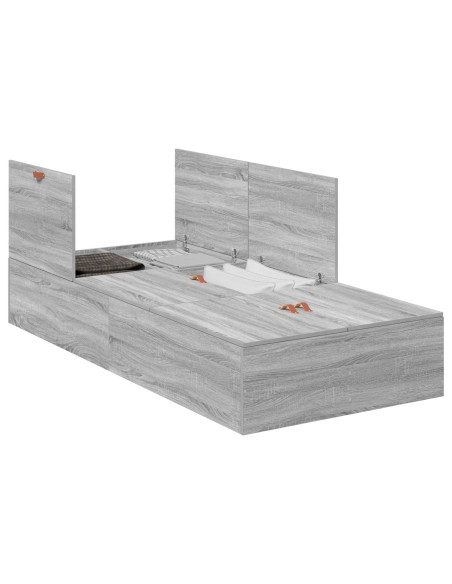 Struttura Letto con Contenitore  Grigio Sonoma 75x190 cm