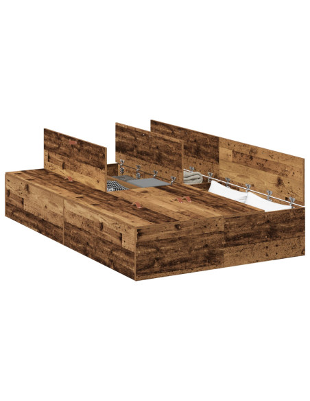 Struttura Letto con Contenitore in Legno Invecchiato 120x190 cm