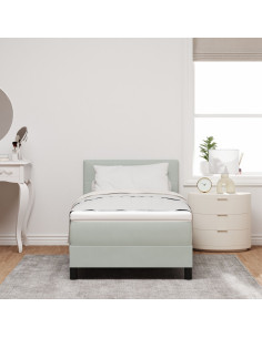 Letto a molle con materasso Grigio chiaro 90 x 200 cm Velluto