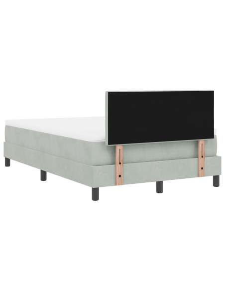 Letto a Molle con Materasso  Grigio Chiaro 120x200 cm Velluto