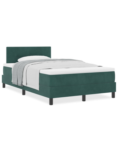 Letto a molle con materasso Verde Scuro 120 x 200 cm Velluto