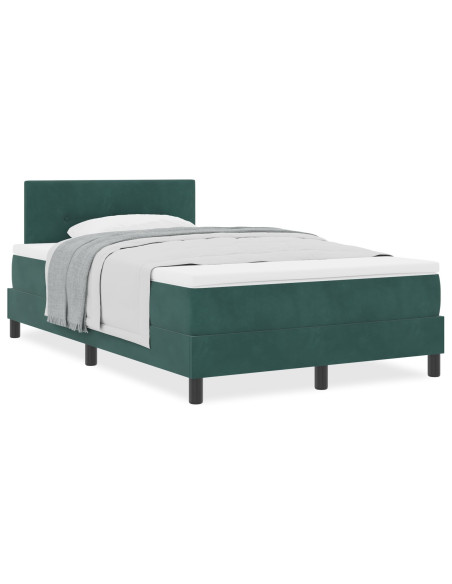 Letto a molle con materasso Verde Scuro 120 x 200 cm Velluto