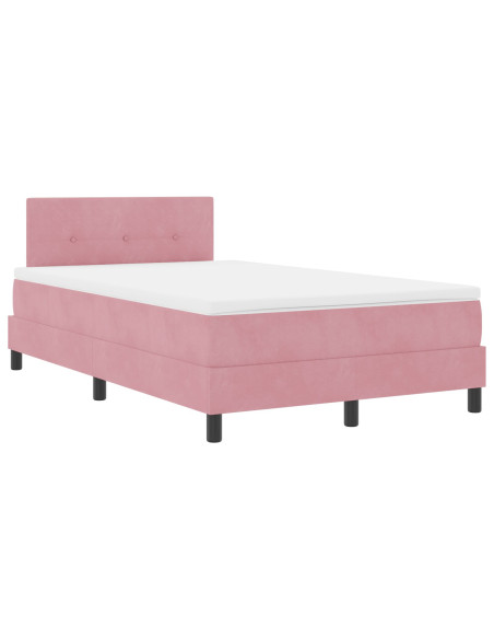 Letto a pediera  con materasso Rosa 120x200 cm Velluto