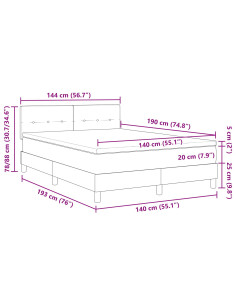Letto a molle con materasso Blu Scuro 140 x 190 cm Velluto