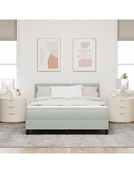 Letto Box Spring con Materasso Grigio Chiaro 140x200 cm Velluto