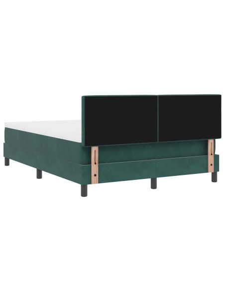 Letto a molle con materasso Verde Scuro 140 x 200 cm Velluto
