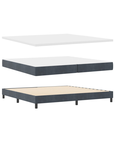 Letto a molle con materasso Grigio scuro 200 x 200 cm Velluto