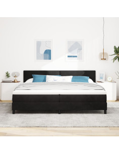 Letto a molle con materasso Nero 200 x 200 cm Velluto