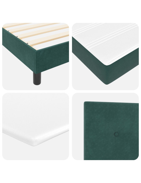 Letto a molle con materasso Verde Scuro 200 x 200 cm Velluto