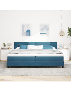 Letto a molle con materasso Blu Scuro 200 x 200 cm Velluto
