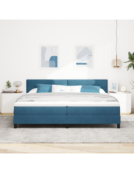 Letto Box Spring  con Materasso Blu Scuro 200x200 cm Velluto