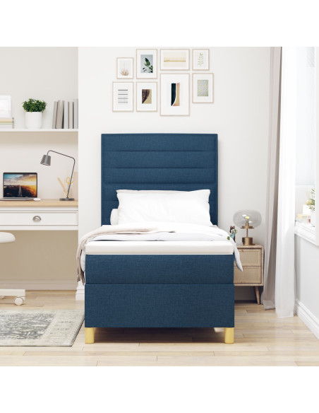 Letto a box con materasso Blu 90x200 cm Tessuto