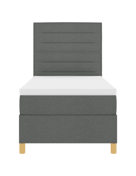 Letto Box Spring con Materasso Grigio Scuro 100x200 cm Tessuto