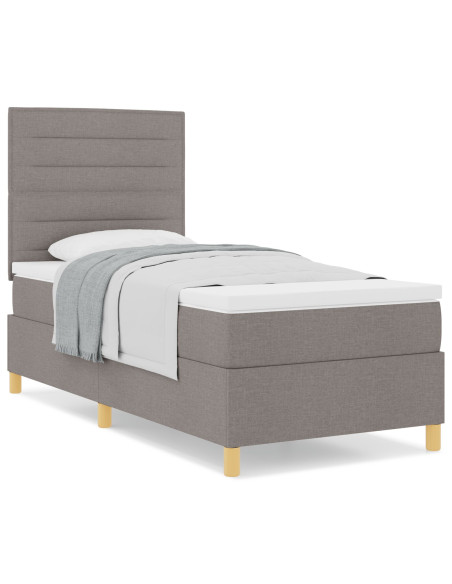 Letto a Contenitore con Materasso Tortora 100x200 cm Tessuto