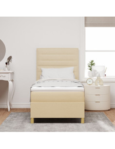 Letto a molle con materasso Crema 100 x 200 cm Tessuto