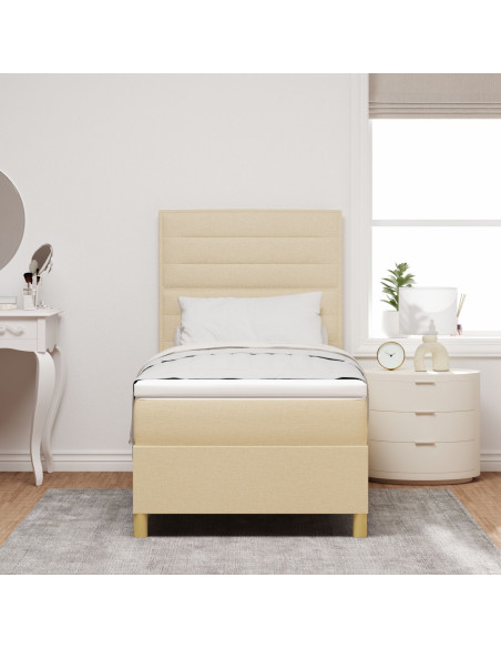 Letto a molle con materasso Crema 100 x 200 cm Tessuto