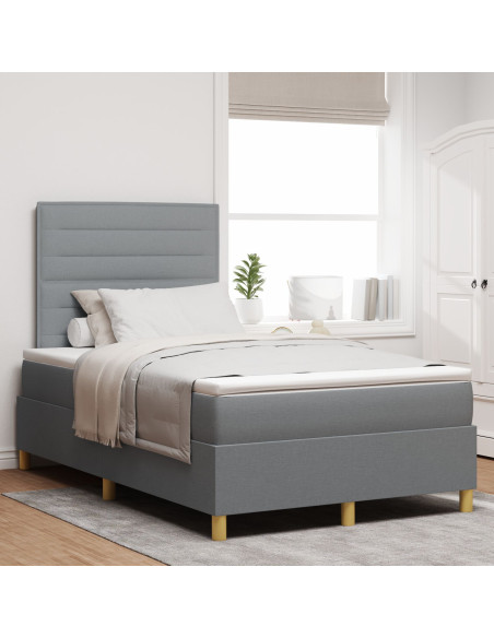 Box Spring Letto con Materasso Grigio Chiaro 120x200 cm Tessuto