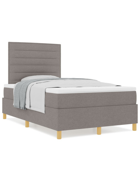 Letto con Rete a Molla e Materasso  Tortora 120x200 cm Tessuto