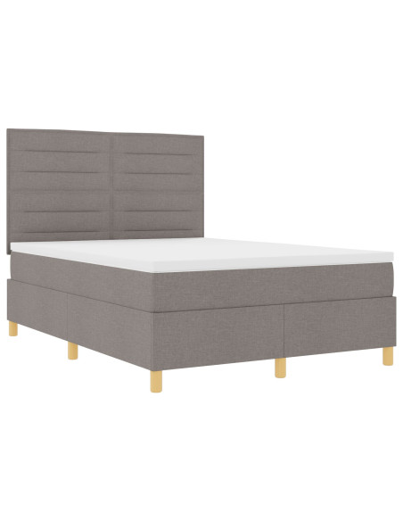 Letto con Rete a Molle e Materasso Tortora 140x190 cm Tessuto