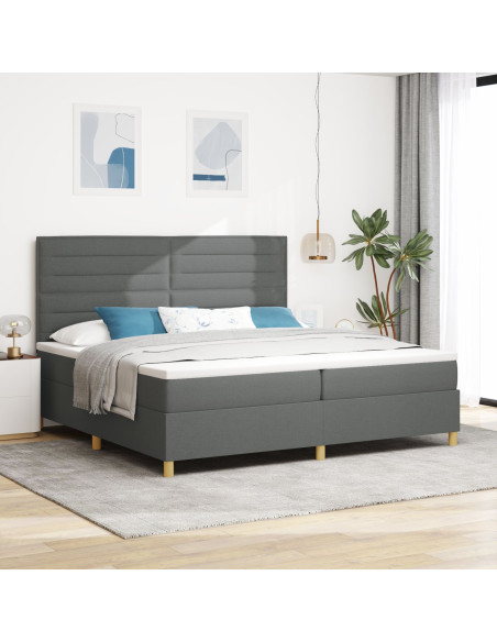 letto a box spring  con materasso grigio scuro 200x200 cm in tessuto