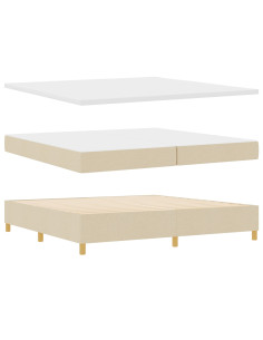 Letto a molle con materasso Crema 200 x 200 cm Tessuto