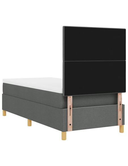 Letto a Box con Materasso Grigio Scuro 90x200 cm in Tessuto
