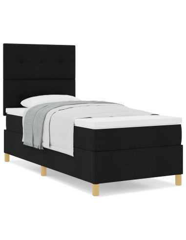 Letto a molle con materasso Nero 90 x 200 cm Tessuto