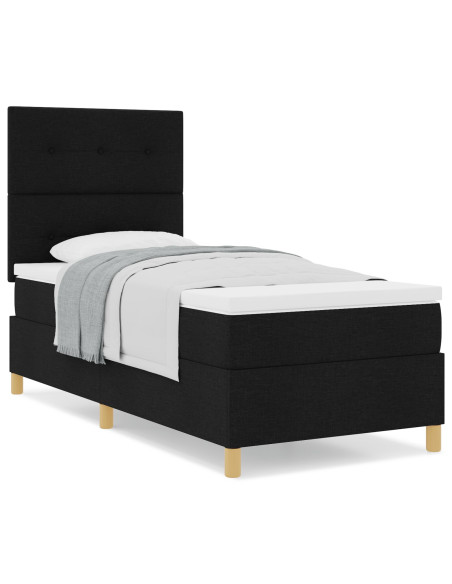 Letto a molle con materasso Nero 90 x 200 cm Tessuto