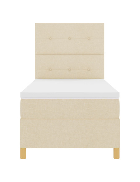 Letto Box Spring con Materasso Crema 100x200 cm Tessuto