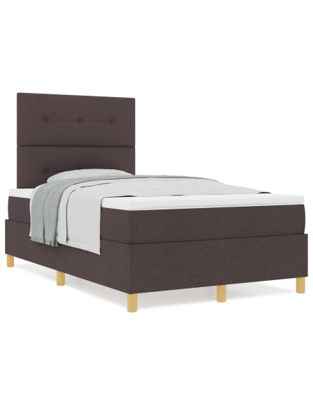 letto a box con materasso  marrone scuro 120x200 cm in tessuto