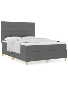 Letto a molle con materasso Grigio scuro 140 x 200 cm Tessuto