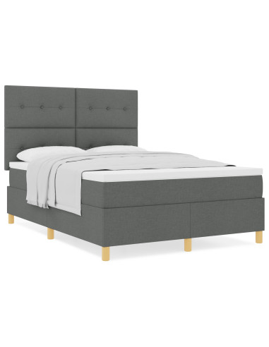 Letto a molle con materasso Grigio scuro 140 x 200 cm Tessuto