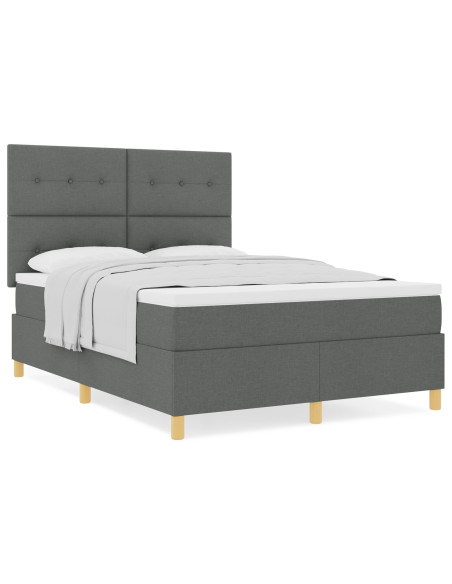 Letto a molle con materasso Grigio scuro 140 x 200 cm Tessuto