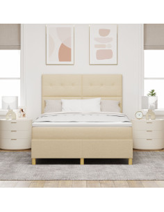 Letto a molle con materasso Crema 140 x 200 cm Tessuto